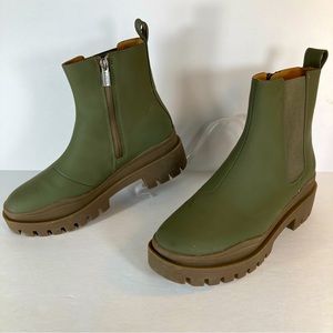 Vionic Karsen Olive Green Chunky Rubber Wellies Rainboots Waterproof Sz 9